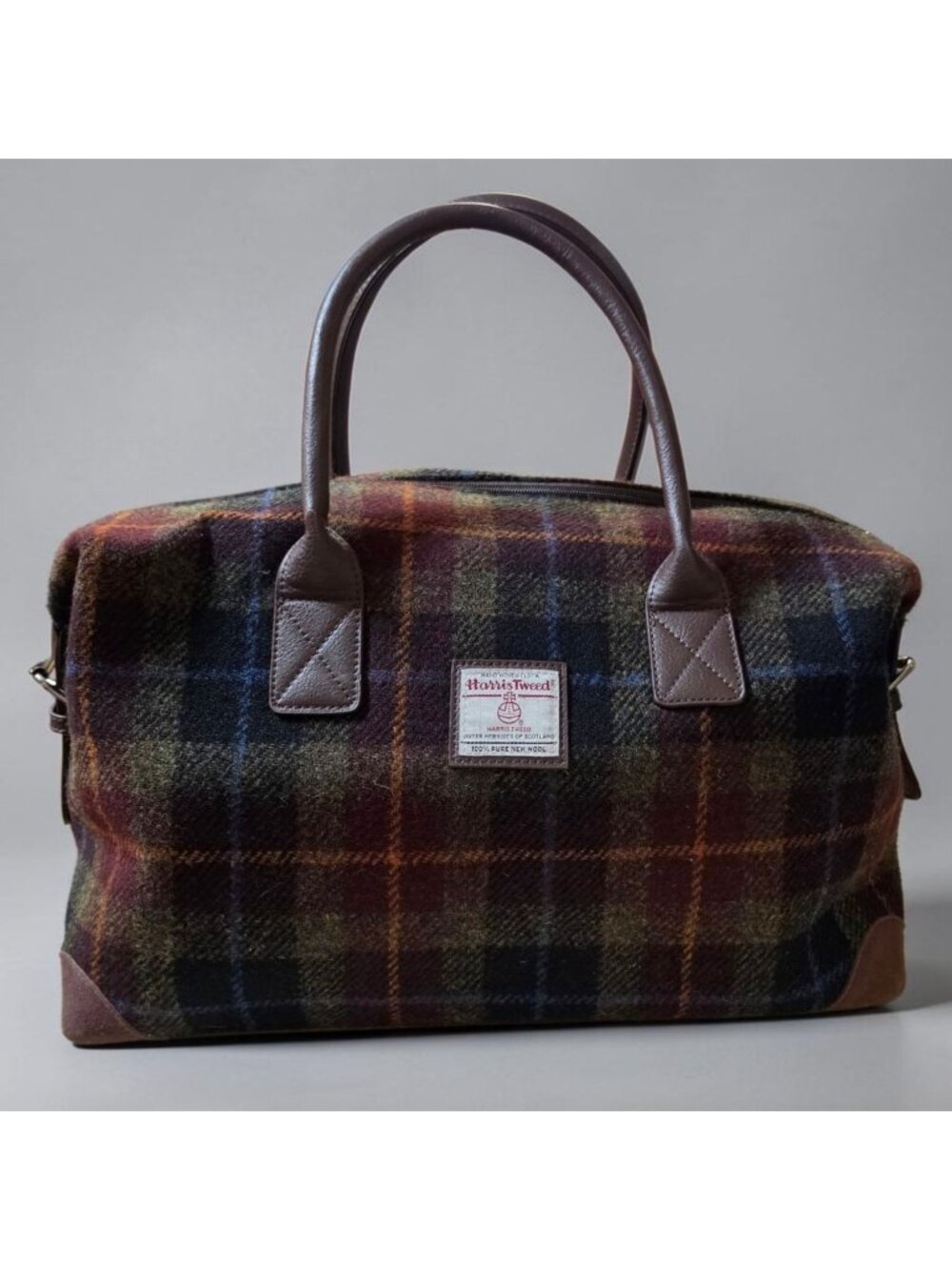 Glen Appin Harris Tweed Esk Overnight Bag Rust Tartan Plaid Wool Travel Holdall